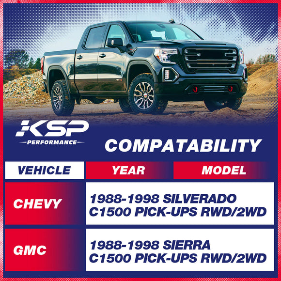 1988-1998 Chevy C1500 3"-5" Shock Extenders, Bracket for Chevy Silverado GMC Sierra C1500 RWD/2WD Fitment