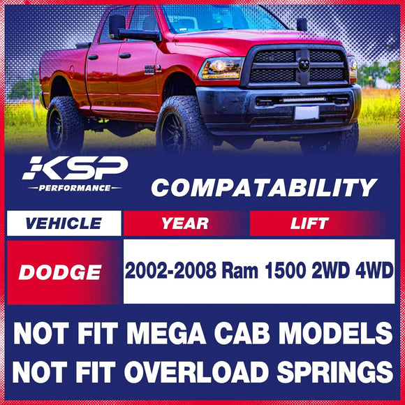 2 inch Rear Leveling Lift Kit with leaf spring Ubolts for 2002-2013 Dodge Ram 1500/2500/3500