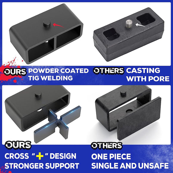 2 inch Rear Leveling Lift Kit with leaf spring Ubolts for 2002-2013 Dodge Ram 1500/2500/3500