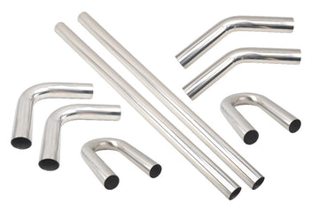 3.5" OD mandrel bend exhaust pipe kit 8-piece polished stainless steel DIY set