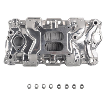 Polished Aluminum Engine Intake Manifold for 1955-1995 Chevy SBC Small Block 350 Silver