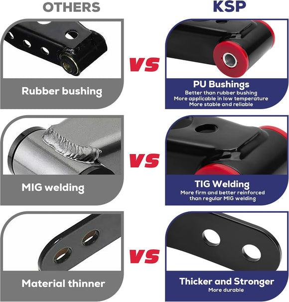 KSP 1-2 inch Lowering Leveling Kit Rear Drop Shackles Kit for 1999-2018 Chevy Silverado 1500 GMC Sierra 1500 VS Others