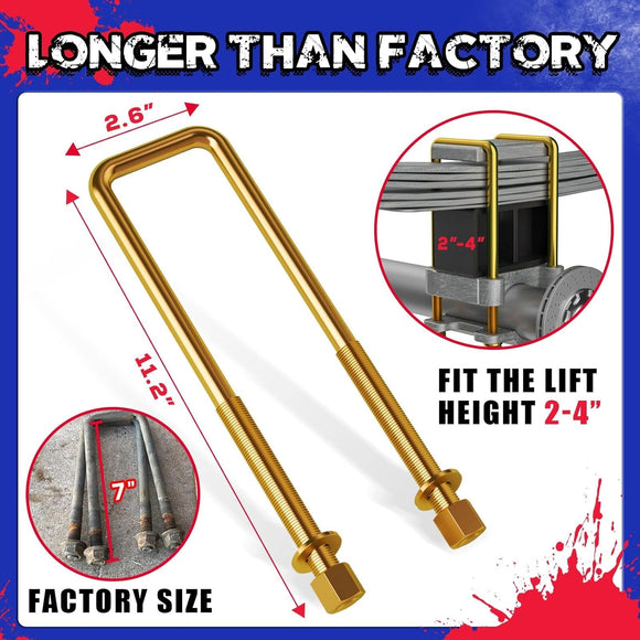 U bolts fit the lift height 2-4"