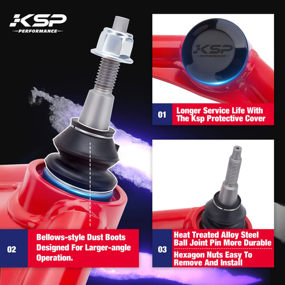 KSP Performance ball joint with protective cover and text highlighting features