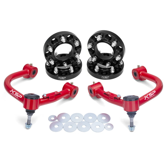 KSP 2-4" Red Upper Control Arm with 1 inch 6×5.5 Wheel Spacers for Toyota