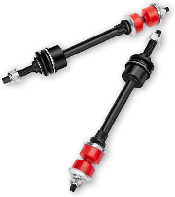 A pair of KSP front suspension sway bar links for 2006-2018 Dodge Ram 1500, featuring black tubes with red and silver end caps.