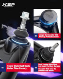 KSP control arm advantages: tower style dust boots, long service life, heat treated alloy steel and easy to install