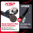 Comparison of KSP Performance adaptive ride control brackets with 'Other' brand options, KSP no need to cut and fit ball stud perfectly