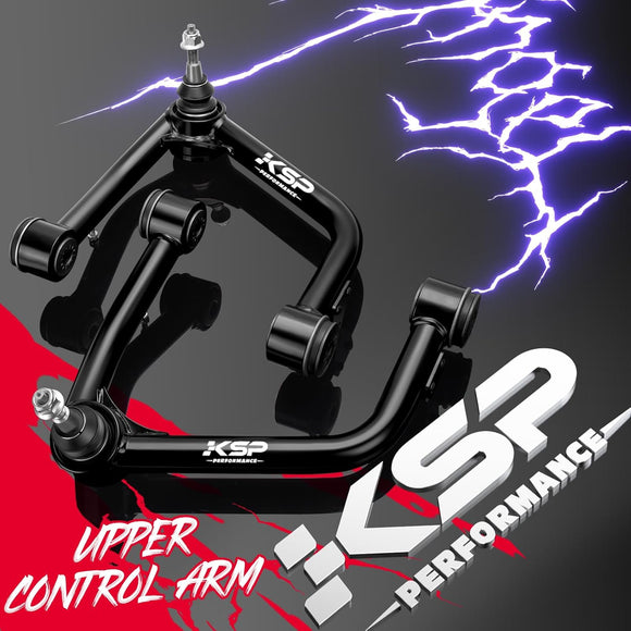 KSP Performance upper control arm on a black background with brand logo.