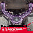 Note: The Rub Between The control Arm, And Coil Spring Will Disappear, After The Jack Lowered