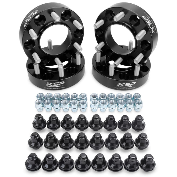 KSP M12x1.5 to M14x1.5 Wheel Adapter Spacers with M14x1.5 Black Lug Nuts for Toyota