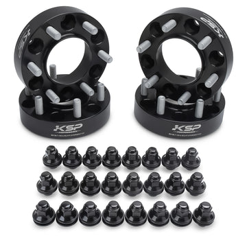 KSP M12x1.5 to M14x1.5 Wheel Adapter Spacers with M14x1.5 Black Lug Nuts for Toyota