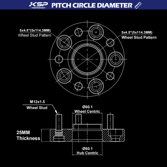 KSP 25mm 5x4.5" Hubcentric Wheel Spacers Size for Toyota Tacoma RAV4 Lexus ES GS IS