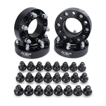 KSP 1.5 inch 6x5.5 Wheel Spacers with 24 PCS M14×1.5 Black Lug Nuts