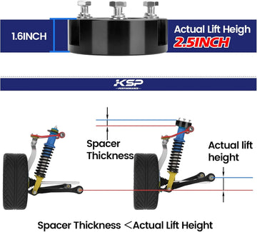 KSP 2.5inch Front Leveling Lift Kit for Ford Ranger, Spacer Thickness< Actual Lift Height