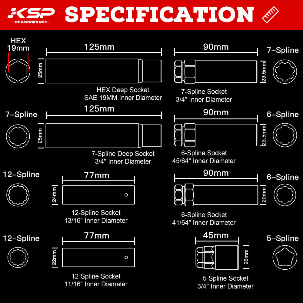 8PCS Universal Locking Lug Master Key Set Wheel Lock Removal Tool Kit - 0
