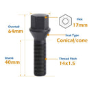 20Pcs 14x1.5 Extended Lug Bolts for BMW Wheel Spacers Conical Seat Lug bolts xccscss.