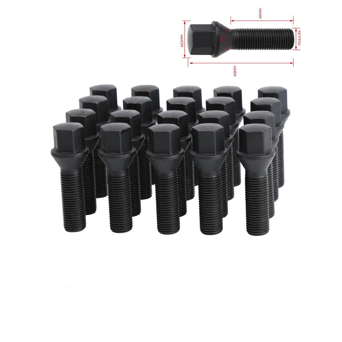 20Pcs 14x1.25 Extended Lug Bolts for BMW MINI Cooper 17mm Hex Wheel Spacers Conical Seat Lug bolts xccscss.