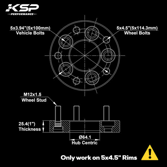 5x100 to 5x114.3 Wheel Adapter For Dodge Toyota Chrysler Bolt Pattern Conversion Kit