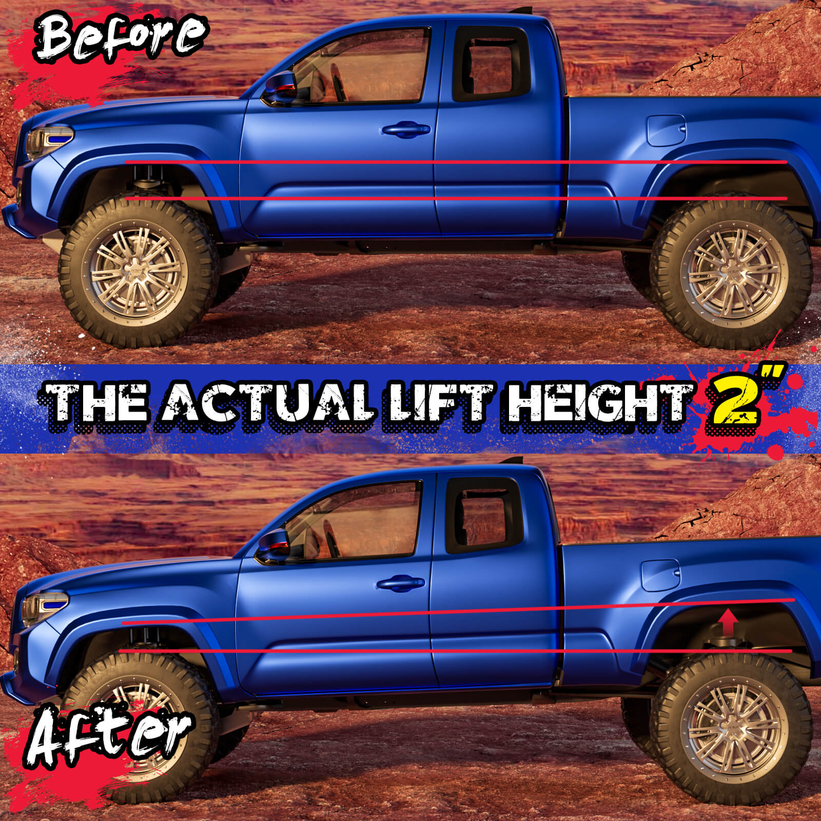 2" Rear Lift Kits For 2006-2020 Ford F250/F350 4WD With Ubolts and Block