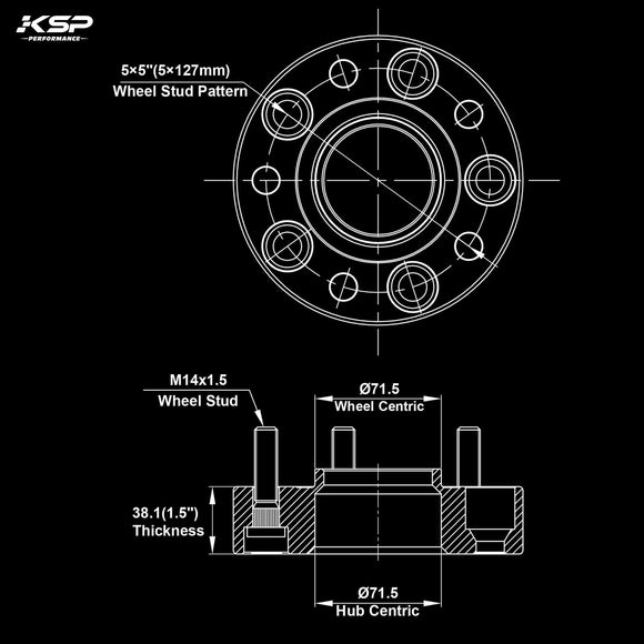 5X5 Hubcentric 1.5" Wheel Spacers Fit for 2018+ Jeep JL WK2 JT