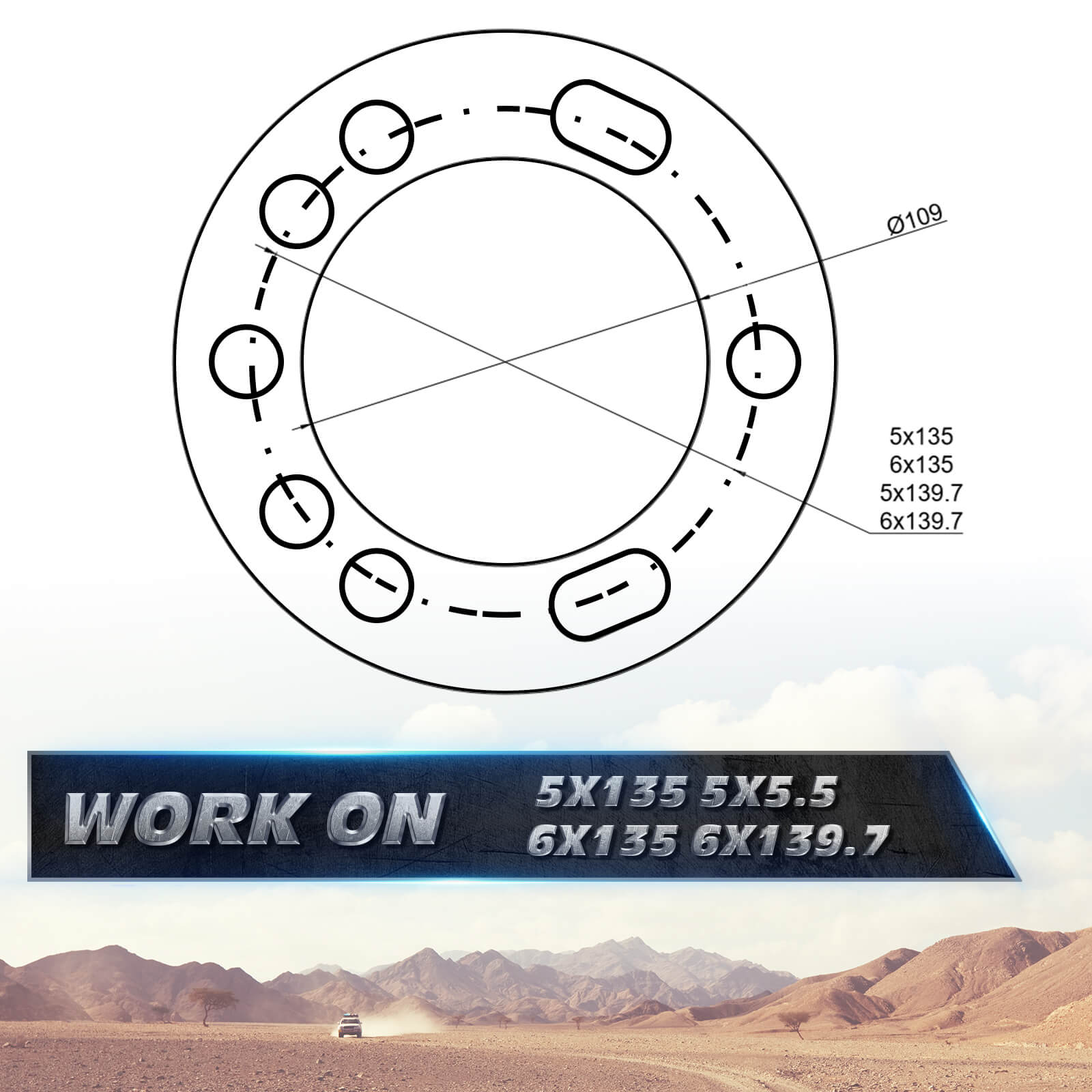 6/12mm Universal Wheel Spacers 56 Lug PCD 135 & 139.7 KSP Performance