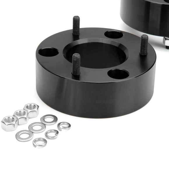 Black lift kit with screws and washers on a white background