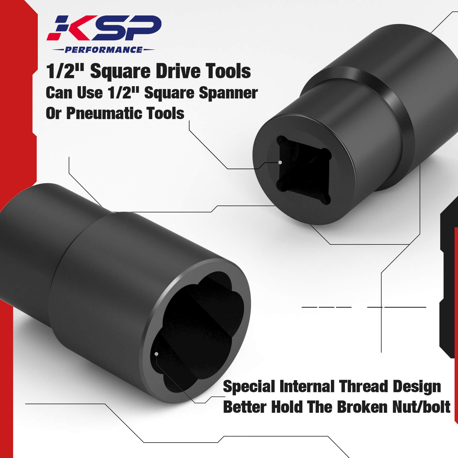 5pcs Twist Socket Set 1/2" Drive Impact Lug Nut Remover Extractor Tool