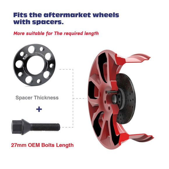 20pcs 40mm Shank Conical Seat M12x1.5 Aftermarket Lug Bolts For BMW Wheel Spacers xccscss.