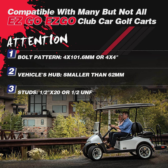 فواصل عجلات مقاس 2 بوصة 4×4 بوصة مع مسامير مقاس 1/2 بوصة × 20 لسيارة EZ GO EZGO Club Car