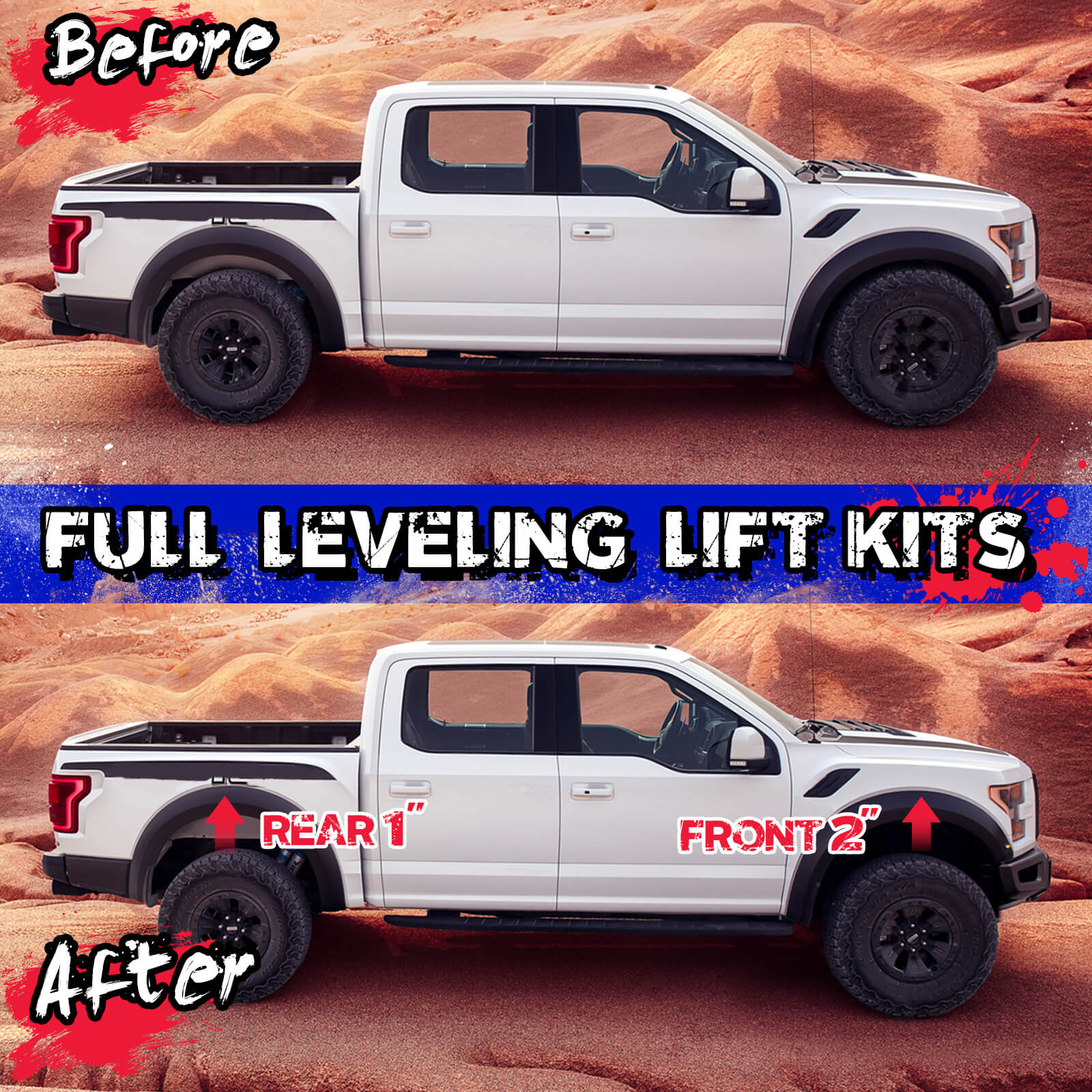 Full Leveling Lift Kit  2" Front And 1" Rear For 2021-2023 Ford F150 2WD/4WD