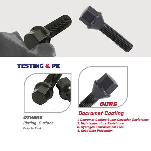 20pcs 45mm Shank Conical Seat M12x1.5 Aftermarket Lug bolts For Wheel Spacers xccscss.