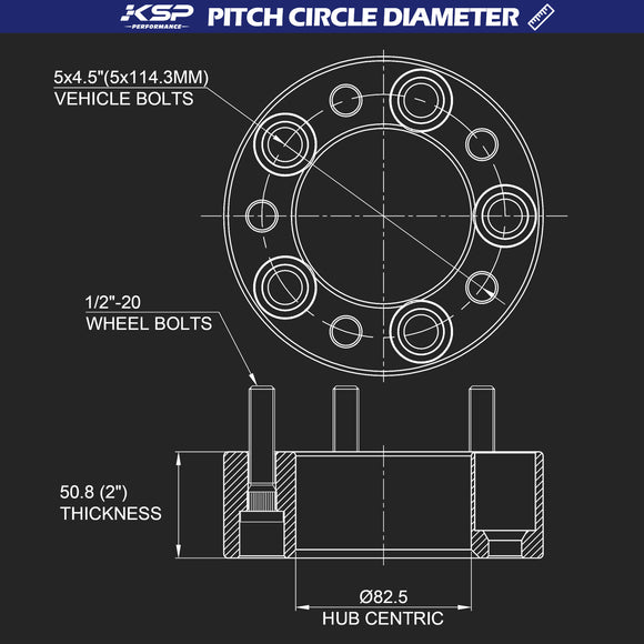 KSP 2 inch 5x4.5 Forged Wheel Spacer For Jeep Wrangler Cherokee