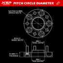Engineering blueprint illustrating the pitch circle diameter (5x4.5"), hub and wheel centric dimensions (Ø64.1), and 1-inch thickness of the aluminum wheel spacer.