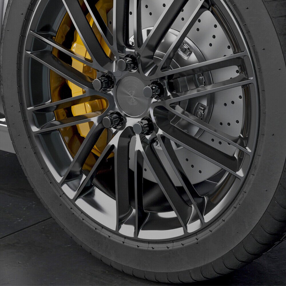 12x1.25 Lug Nuts Black Tuner 6 spline For Nissan Infiniti Subaru 5 Lug wheels