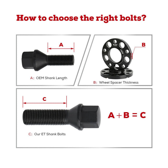 20Pcs 14x1.25 Extended Lug Bolts for BMW MINI Cooper 17mm Hex Wheel Spacers Conical Seat Lug bolts xccscss.
