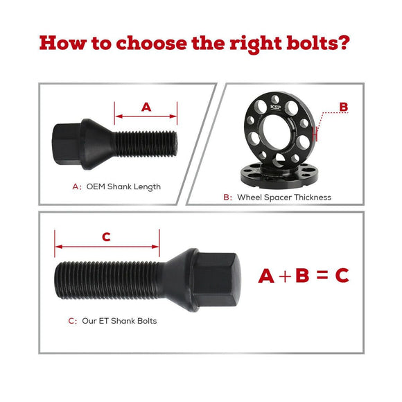 20pcs 45mm Shank Conical Seat M12x1.5 Aftermarket Lug bolts For Wheel Spacers xccscss.