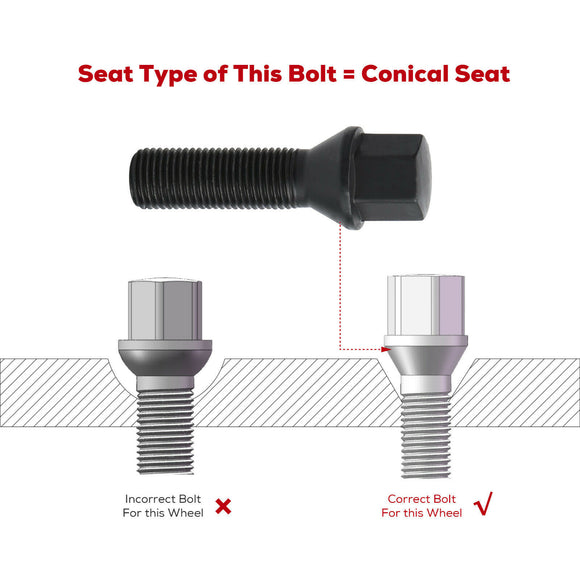 20Pcs 14x1.25 Extended Lug Bolts for BMW MINI Cooper 17mm Hex Wheel Spacers Conical Seat Lug bolts xccscss.