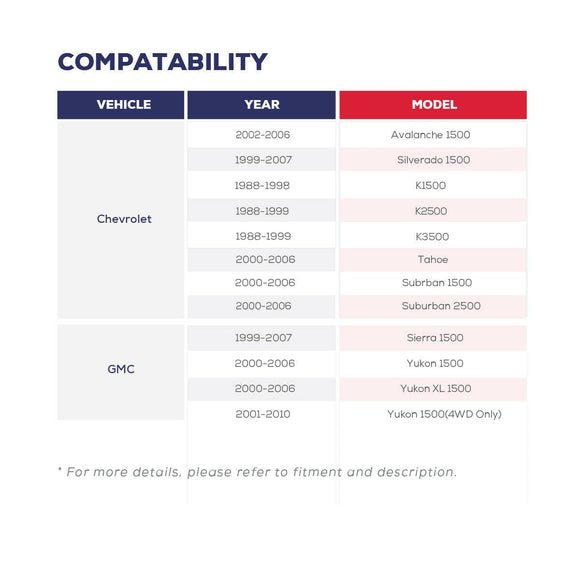 1999-2007 Chevy Silverado GMC Sierra 1"- 3" Front Lift Kit Torsion Bar Key with Extender Shocks and Tool xccscss.